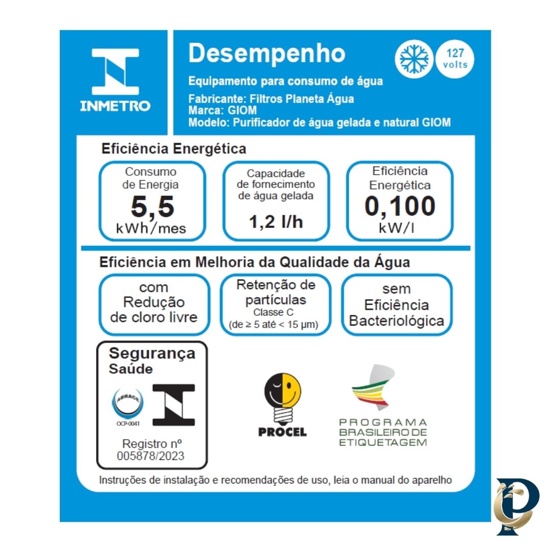 PURIFICADOR DE ÁGUA ALCALINA GIOM PA11 GELADA E NATURAL - PLANETA ÁGUA