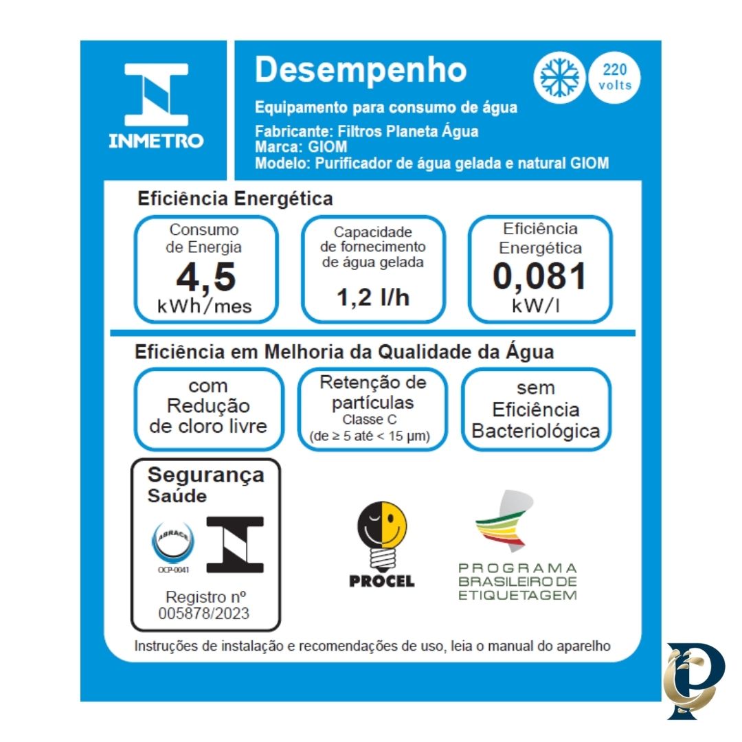 PURIFICADOR DE ÁGUA ALCALINA GIOM PA11 GELADA E NATURAL - PLANETA ÁGUA