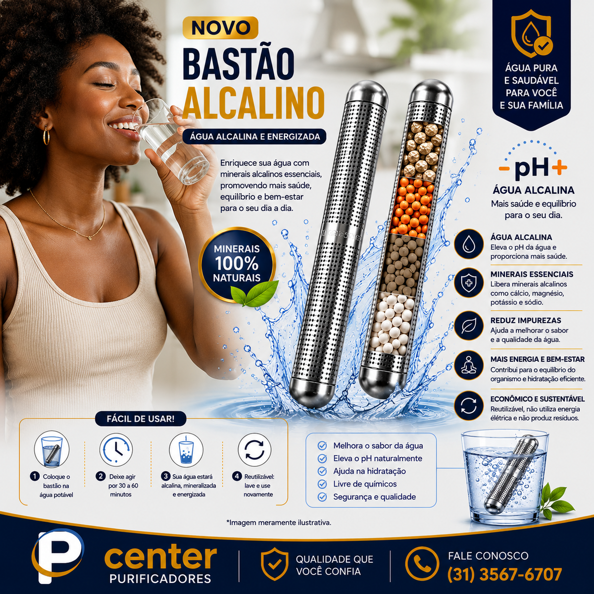 BASTÃO ALCALINO PARA USAR EM COPOS E SQUEEZES